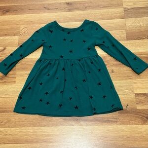 Cat & Jack Girls' Green Star Print Long-Sleeve Dress, size 3T